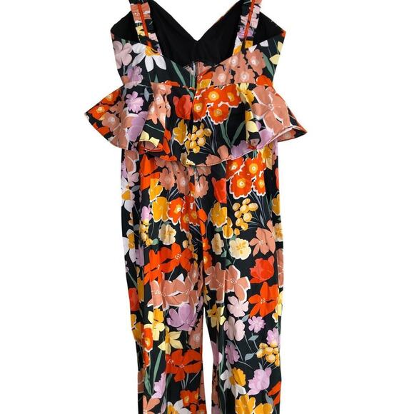 SAYLOR INES Poplin Jumpsuit Sweetheart Neckline Rust Floral-Print S - Picture 8 of 13